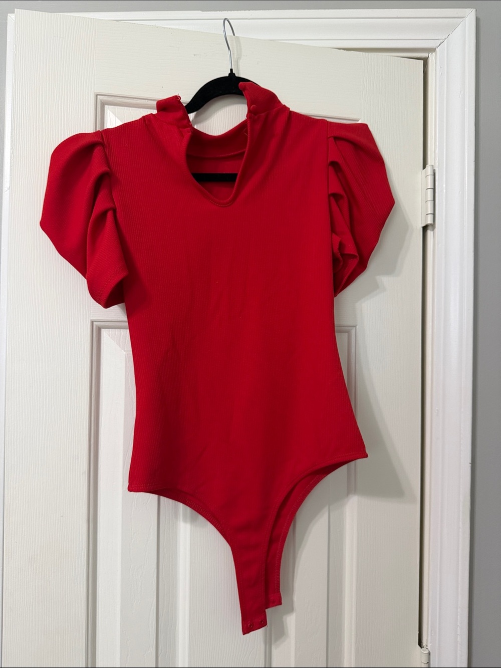 TCEC Red Puff-Sleeve One-Piece Bodysuit - Picture 3 of 3